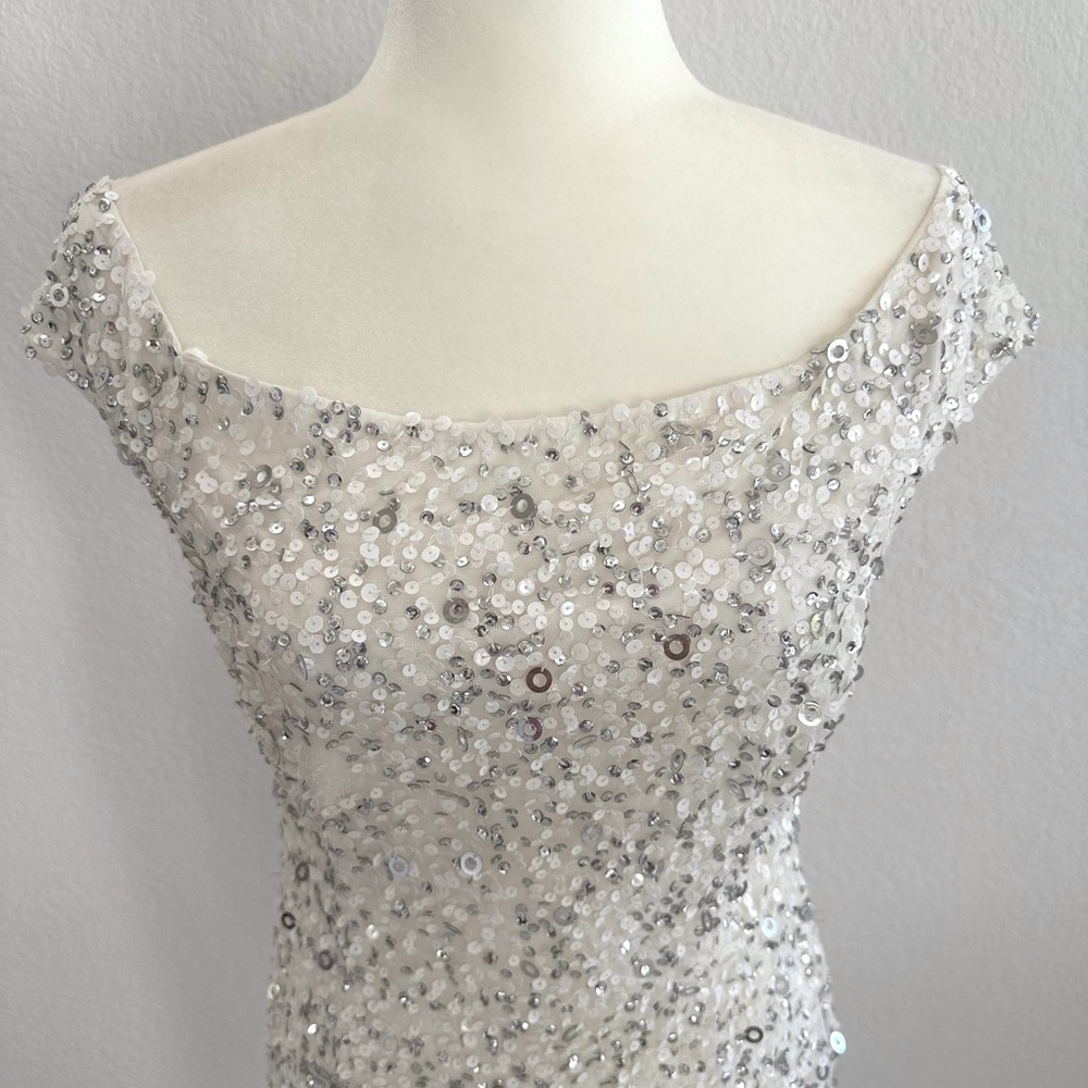 Adrianna Papell Sequin Off Shoulder Evening Dress - Picture 2 of 7